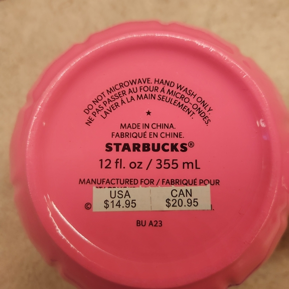 Starbucks Fall 2023 Neon Hot Pink Pumpkin Halloween Mug NWT - Picture 2 of 6